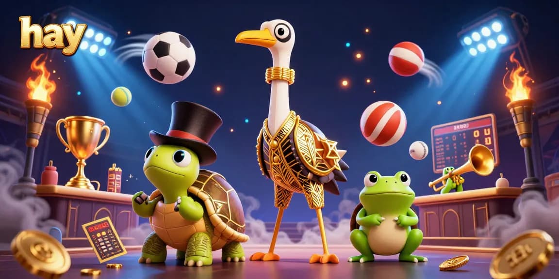 Experience rich game dynamics with hay in a vibrant 3D illustration of fun characters.
