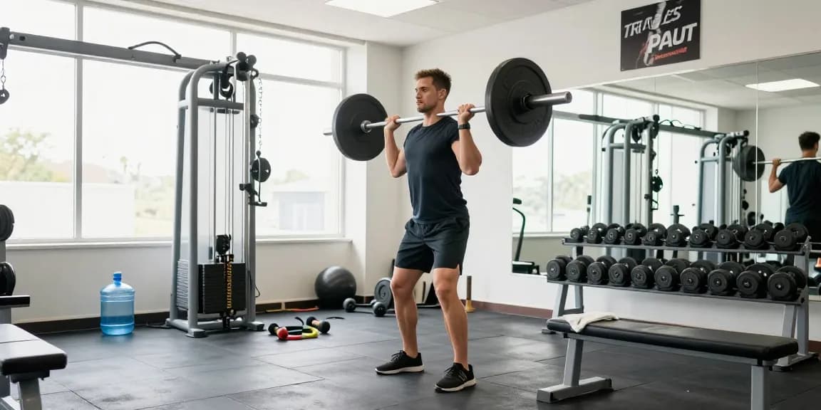 Unieke Pharma Steroïden Winkel: Spieropbouwende training in moderne sportschool met focus op krachttraining.