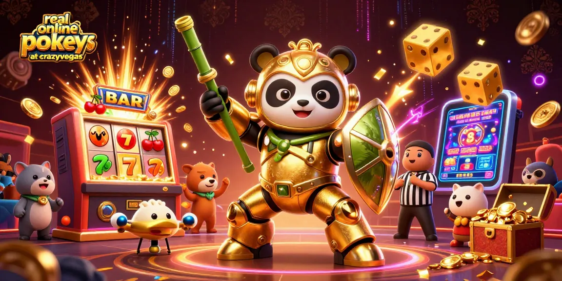 Spin to win with real online pokies australia at crazyvegas, featuring vibrant 3D scenes of exciting gameplay.