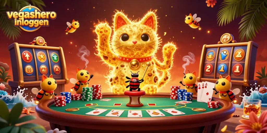 Experience the excitement of vegashero inloggen with dynamic casino-themed 3D illustration.