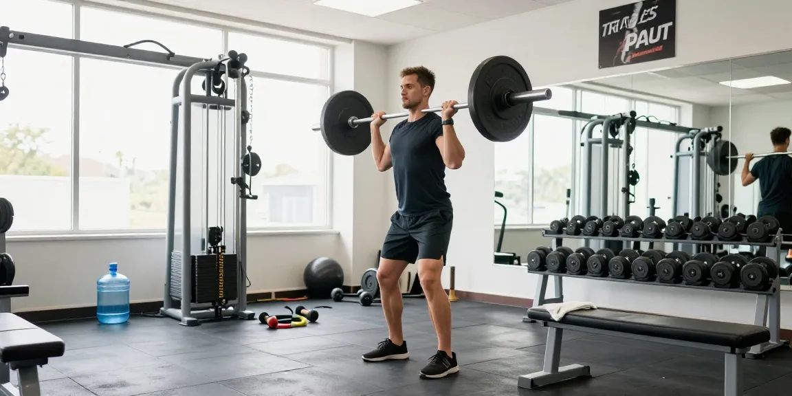 Unieke Pharma Steroïden Winkel: Spieropbouwende training in moderne sportschool met focus op krachttraining.