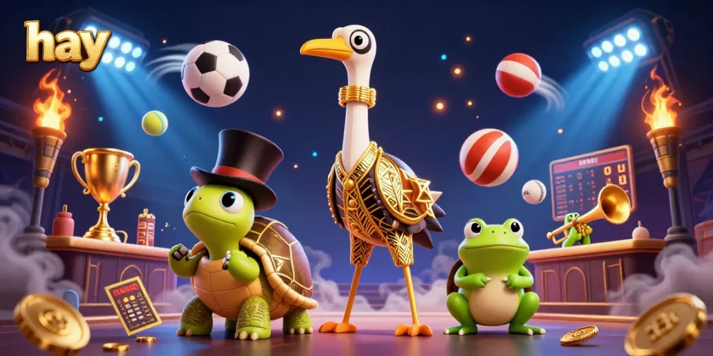 Experience rich game dynamics with hay in a vibrant 3D illustration of fun characters.
